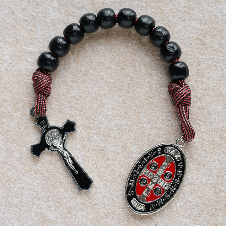 Christianartworkshop Faith Defender Paracord Pocket Rosary with St. Benedict: Shield of Christ - image 1