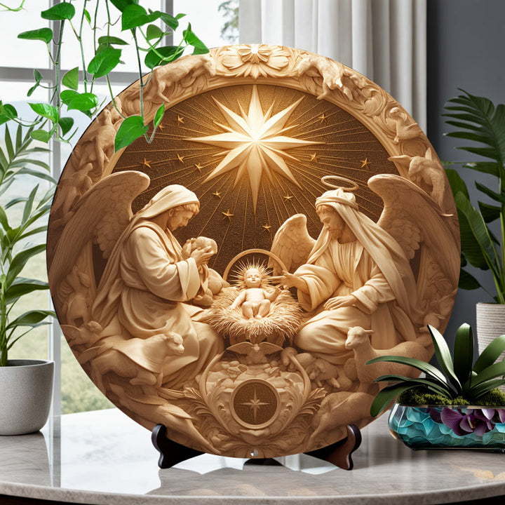 Christianartworkshop Bethlehem Star & Angel Wings Nativity Hanging Ornaments: Symbolic Faith Decor - Nativity Scene-1 - image 0