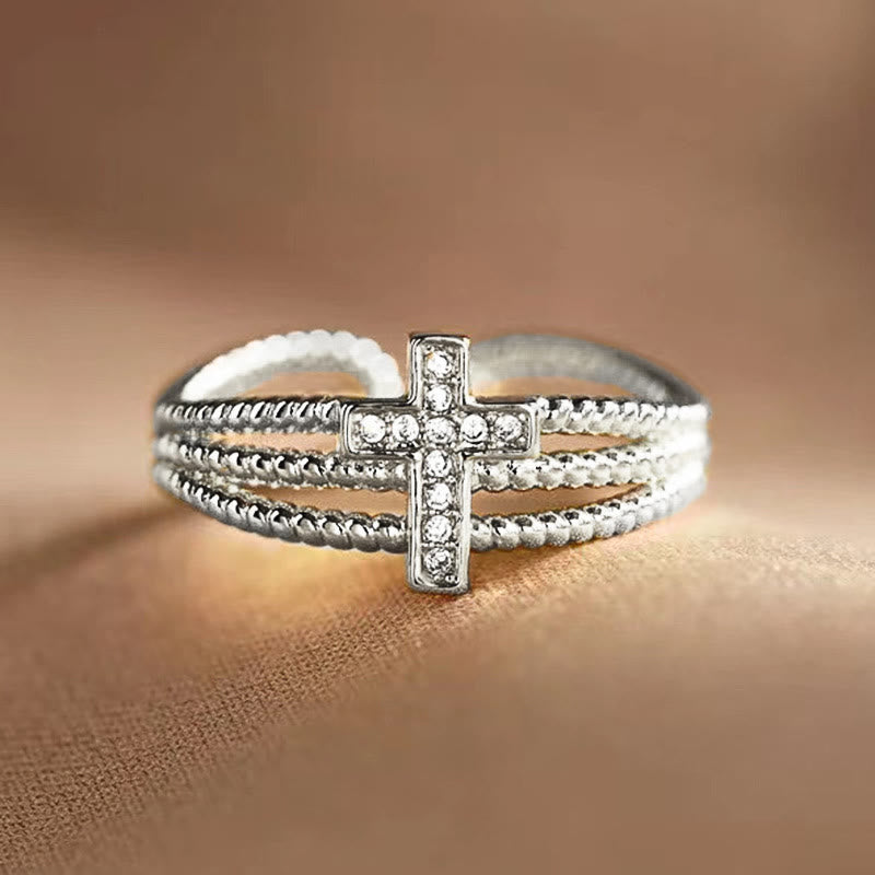 Christianartworkshop Sparkling Cross Ring: Zircon - Studded Design for Faith - Driven Gifting - Silver(Suitable for AU Size L1/2 - AU Size T1/2) - image 4