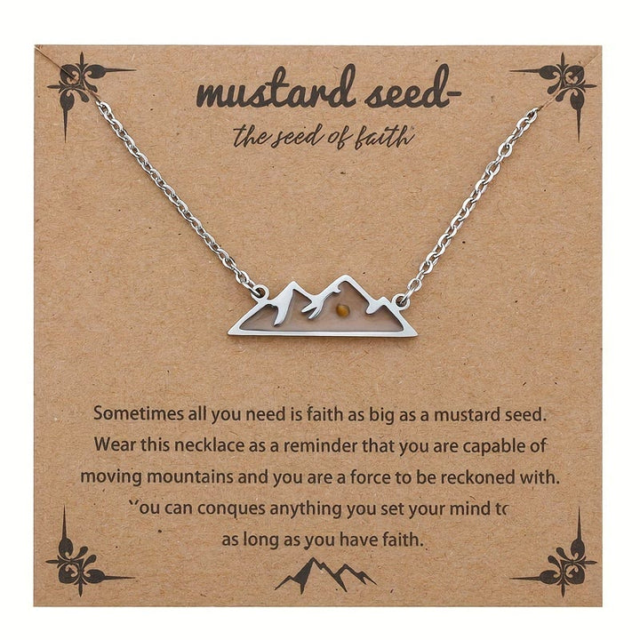 Christianartworkshop Minimalist Mustard Seed Mountain Necklace: Faith Expression in Daily Wear - Silver Mountain - image 5