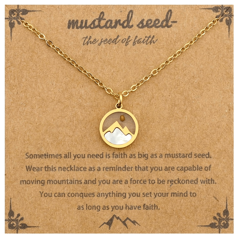 Christianartworkshop Minimalist Mustard Seed Mountain Necklace: Faith Expression in Daily Wear - Golden Circle - image 0