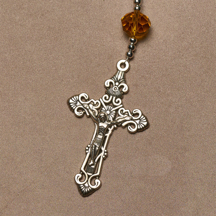Christianartworkshop Peace through Mary's Heart Rosary in Turquoise and Amber Hues - image 6