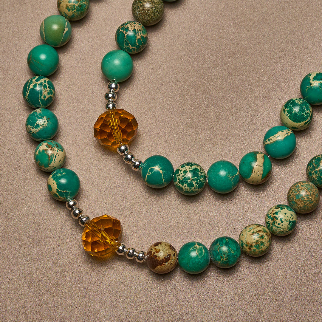 Christianartworkshop Peace through Mary's Heart Rosary in Turquoise and Amber Hues - image 5