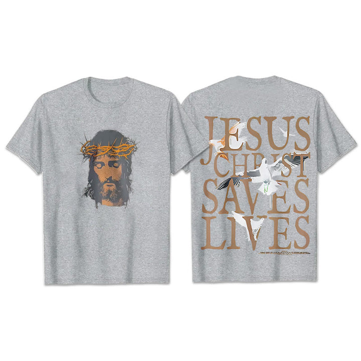 Christianartworkshop Jesus Face and Crown of Thorns Graphic T-Shirt - Grey - 2XL - image 9