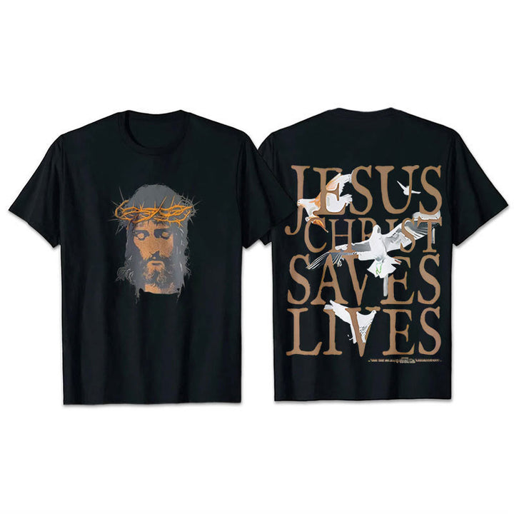 Christianartworkshop Jesus Face and Crown of Thorns Graphic T-Shirt - Black - 2XL - image 3