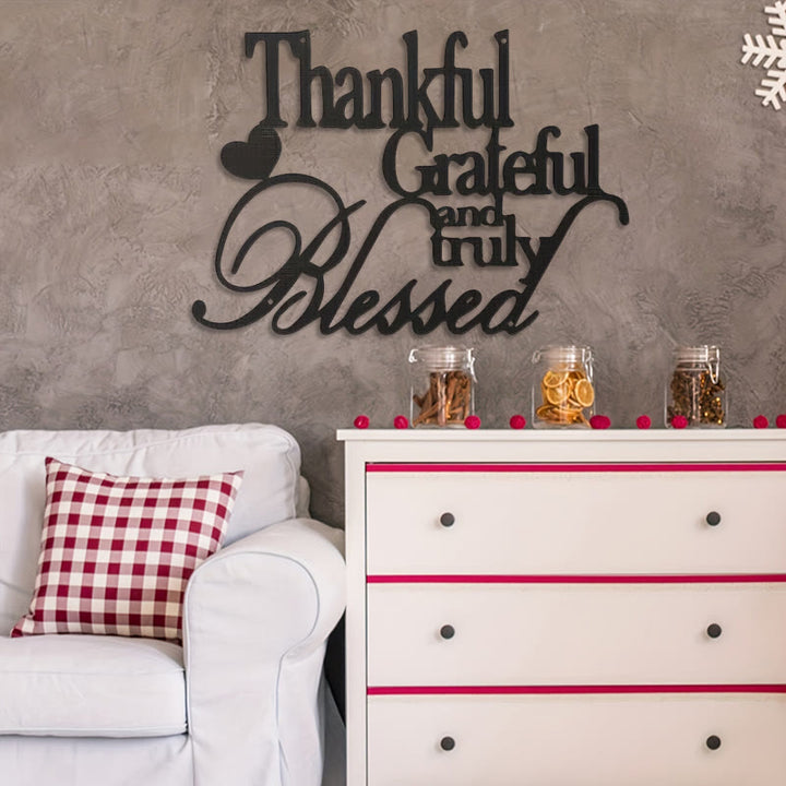 Christianartworkshop Blessing Affirmation Metal Wall Decor: Thankful Grateful Blessed for Daily Joy - image 2