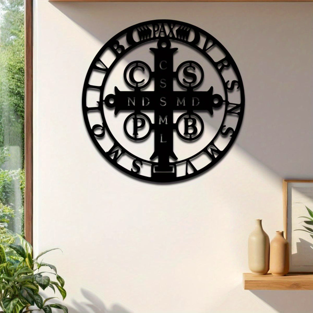 Christianartworkshop Artistic St. Benedict Cross Metal Wall Decor: Stylish Faith for Home Walls - Black - 11.81''*11.81''/30*30cm - image 0