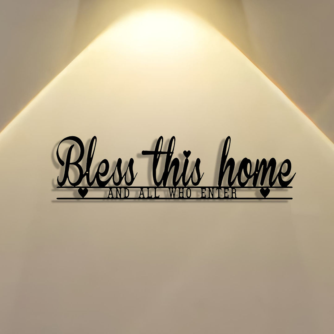 Christianartworkshop Bless This Home Metal Wall Decor: Divine Blessing & Faithful Warmth - Black - 19.69''*5.24''/50*13.3cm - image 0
