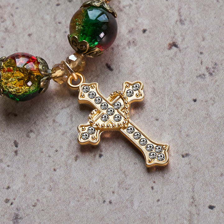 Christianartworkshop Christmas Glory Red-Green-Gold Glass Bead Bracelet: Faith That Shines - image 7