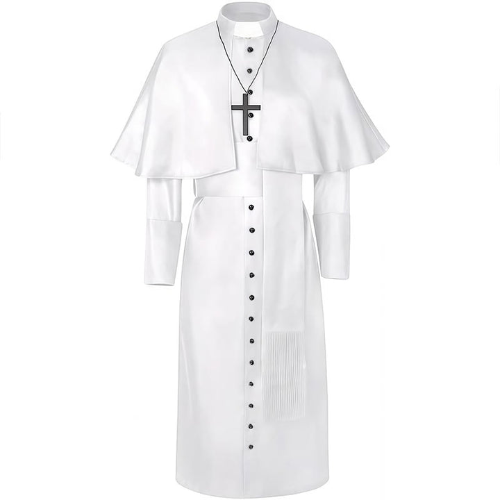 Christianartworkshop Multicolor Ceremonial Roman Soutane Clergy Robe: Medieval Priest Aesthetics - White - 2XL - image 4