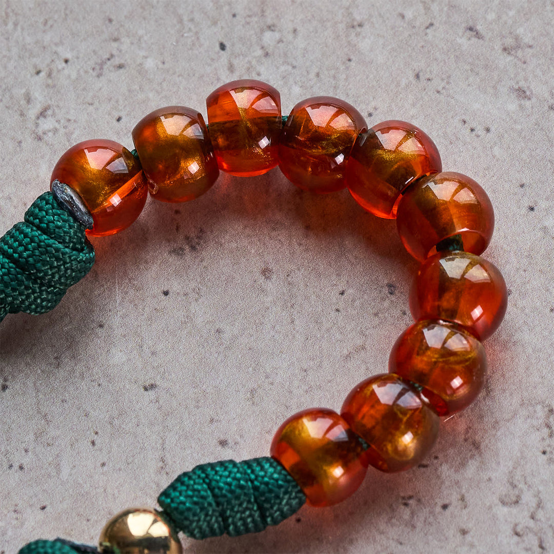 Christianartworkshop Amber-Tone Beads and Green Paracord Christmas Rosary with Holy Family Medal - image 16