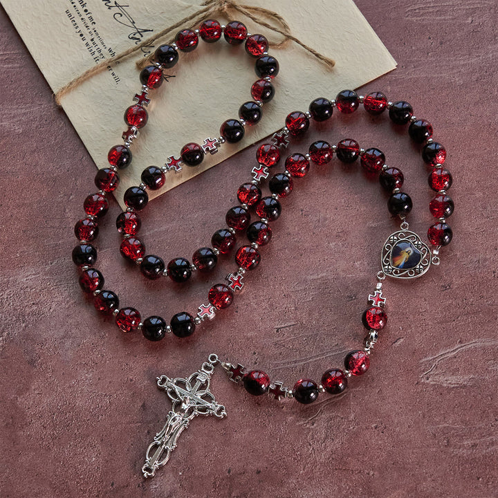 Christianartworkshop Divine Mercy Rosary in Black and Red Glass Beads Symbolizing Christ's Passion - image 4
