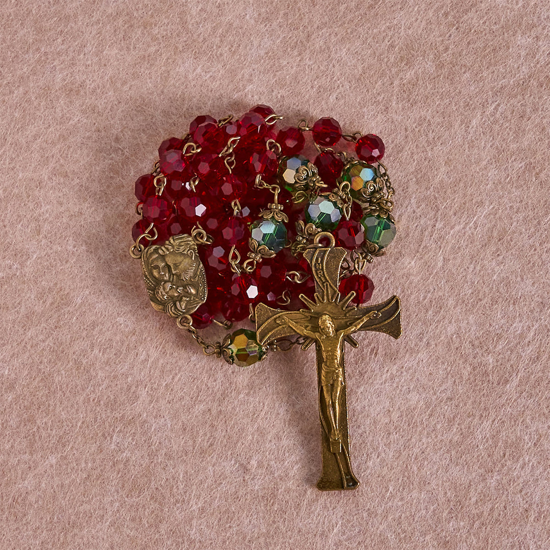 Christianartworkshop Nativity Faith Red and Green Beads Rosary: Guided by the Holy Family - image 4