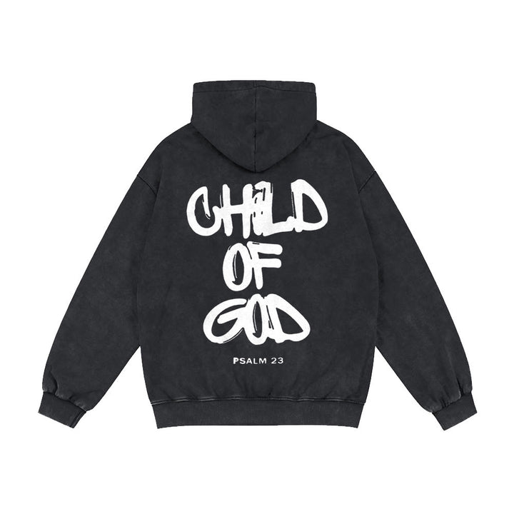 Christianartworkshop Child of God Hooded Jacket: Psalm 23 Comfort Statement - Black - 2XL - image 7