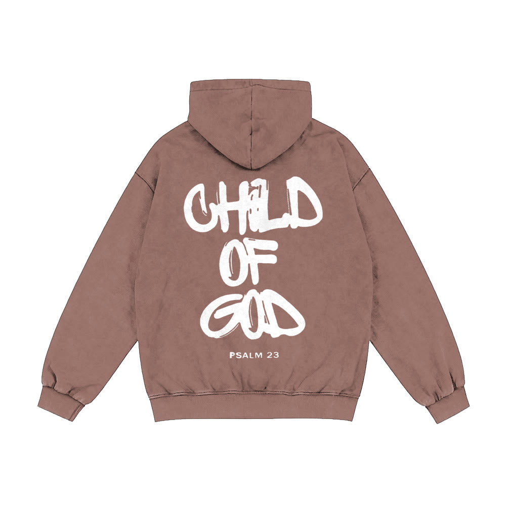 Christianartworkshop Child of God Hooded Jacket: Psalm 23 Comfort Statement - Coffee - 2XL - image 13