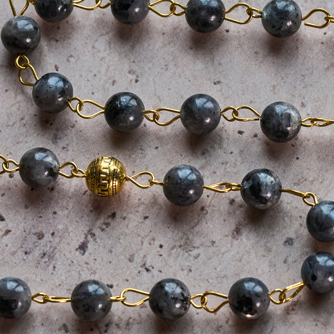 Christianartworkshop Miraculous Medal & Saint Benedict Key of 8 mm Round Black Stone Alloy Chain Rosary - image 4