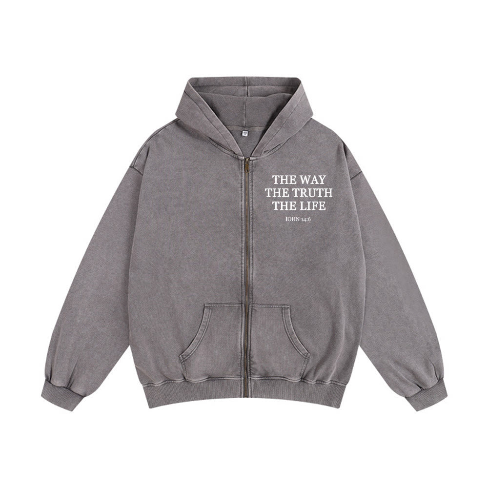 Christianartworkshop John 14:6 Hooded Jacket: Faithful Comfort for Church & Daily Life - Grey - 2XL - image 7