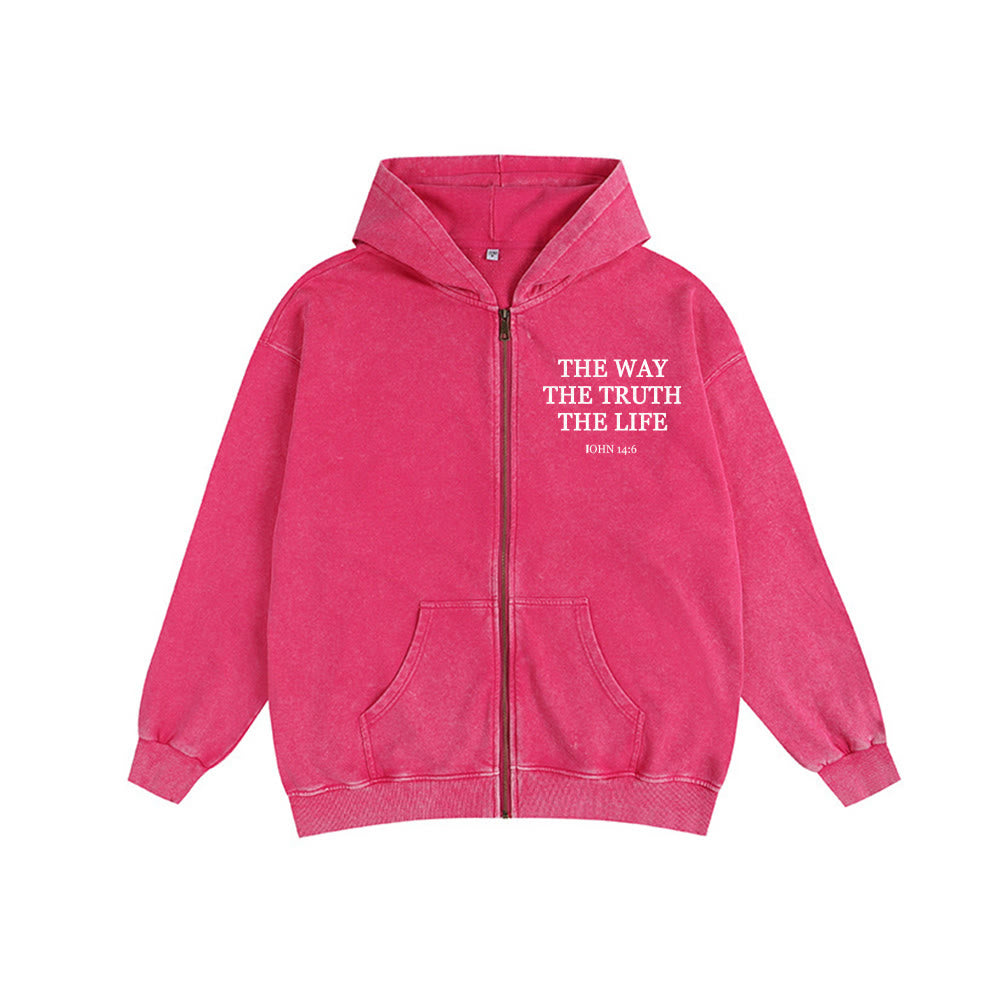 Christianartworkshop John 14:6 Hooded Jacket: Faithful Comfort for Church & Daily Life - Rose - 2XL - image 10