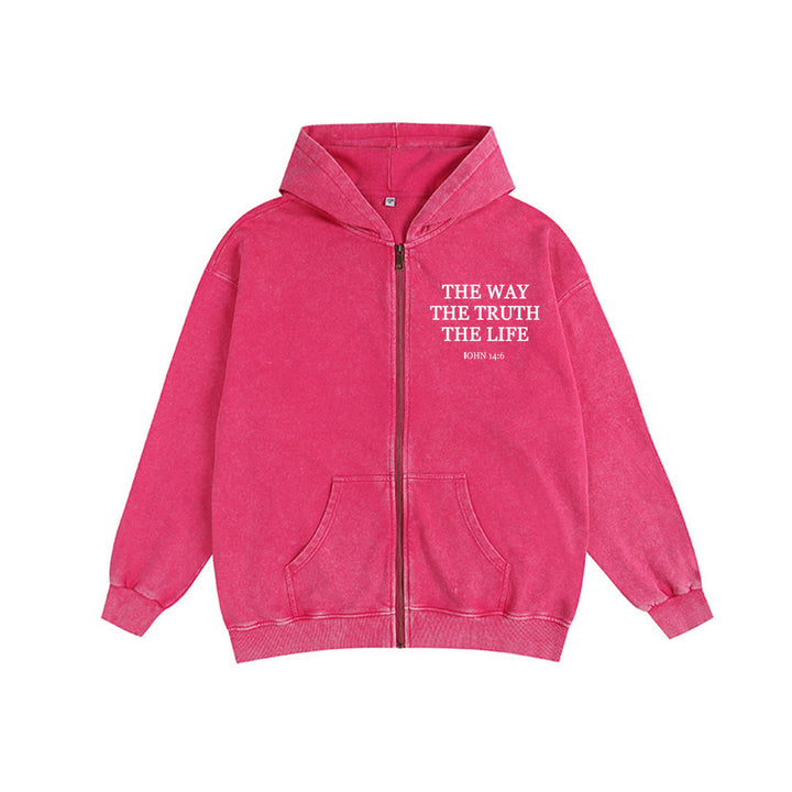 Christianartworkshop John 14:6 Hooded Jacket: Faithful Comfort for Church & Daily Life - Rose - 2XL - image 10