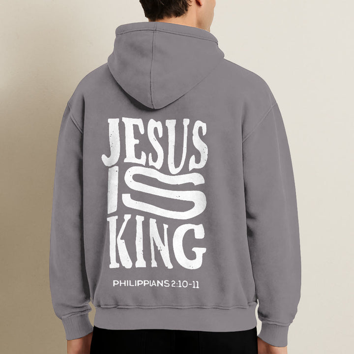 Christianartworkshop Jesus Is King Hooded Jacket: Philippians 2:10-11 Faith Statement - image 5