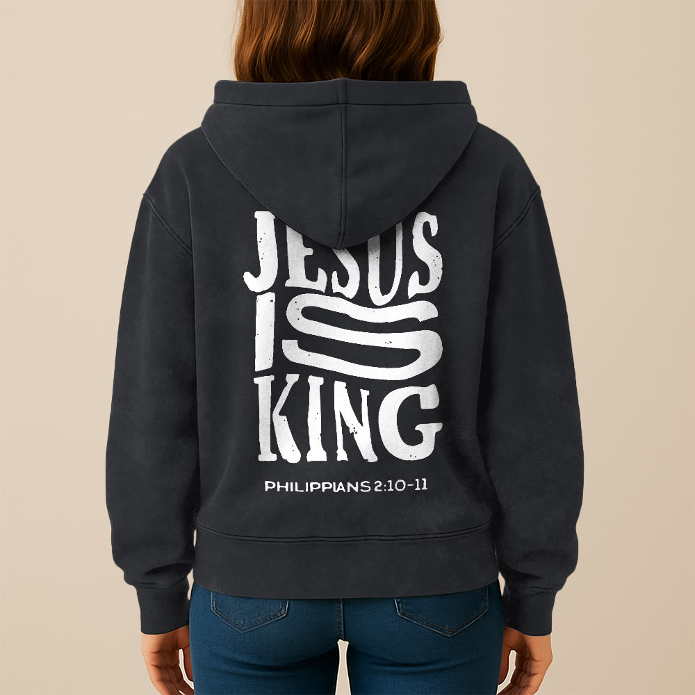 Christianartworkshop Jesus Is King Hooded Jacket: Philippians 2:10-11 Faith Statement - image 16