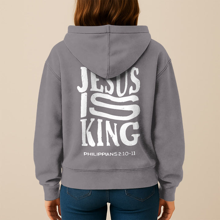 Christianartworkshop Jesus Is King Hooded Jacket: Philippians 2:10-11 Faith Statement - image 3
