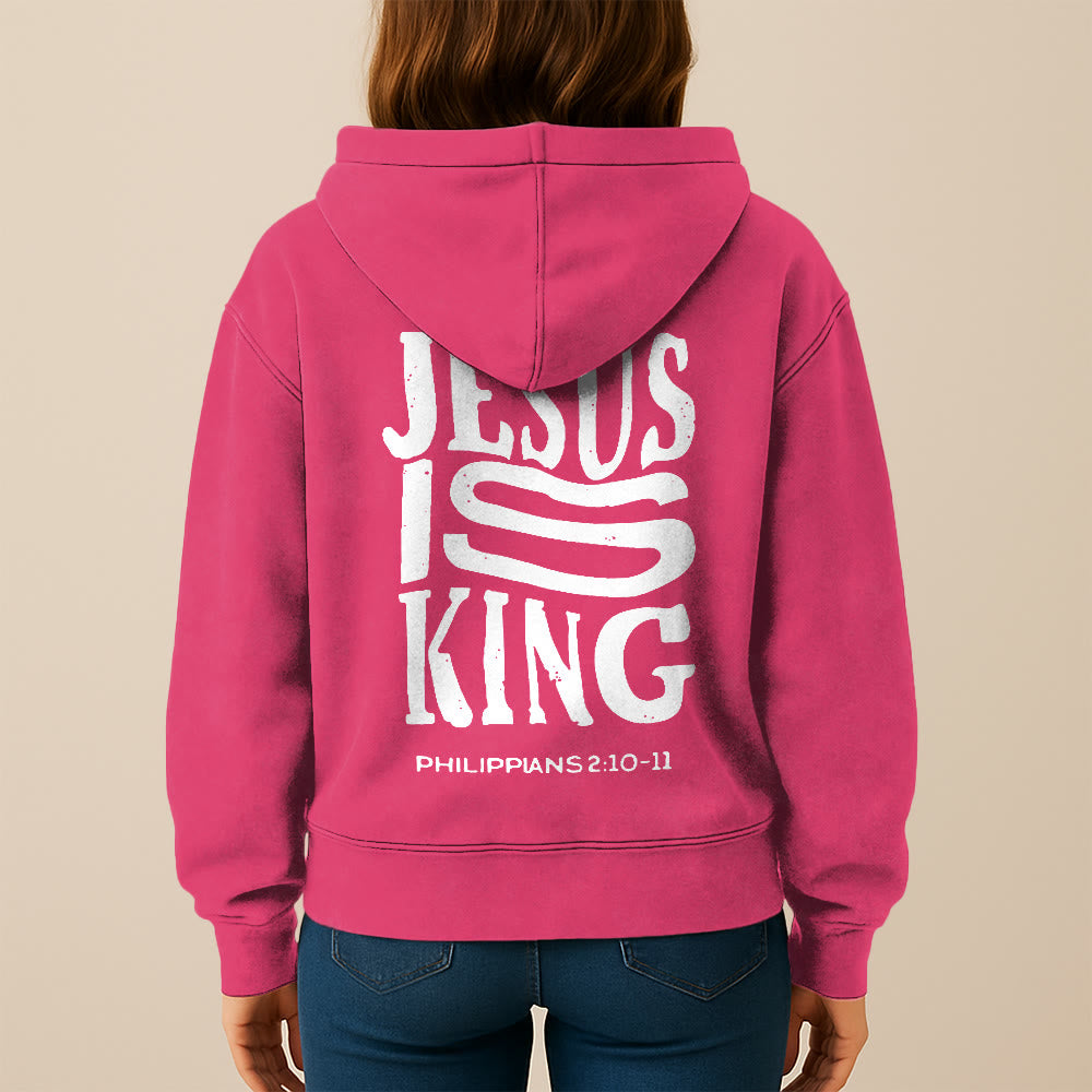 Christianartworkshop Jesus Is King Hooded Jacket: Philippians 2:10-11 Faith Statement - image 28