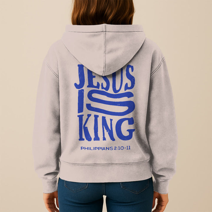Christianartworkshop Jesus Is King Hooded Jacket: Philippians 2:10-11 Faith Statement - image 10