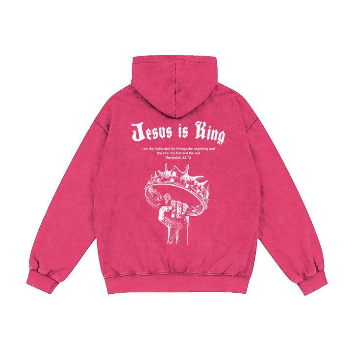 Christianartworkshop Jesus is King Hooded Jacket: Stylish Faith with Revelation 22:13 - Rose - 2XL - image 25