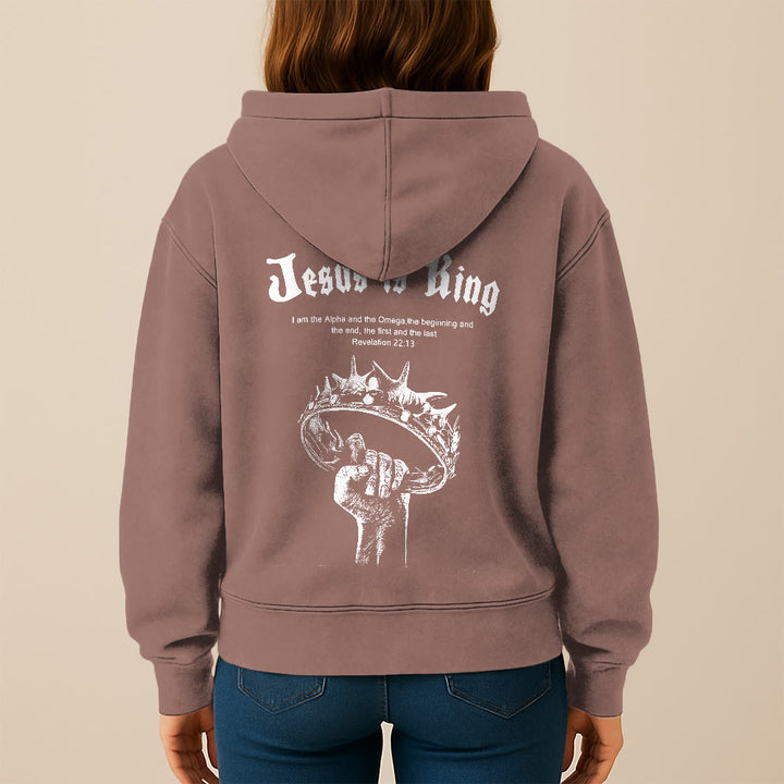 Christianartworkshop Jesus is King Hooded Jacket: Stylish Faith with Revelation 22:13 - image 22