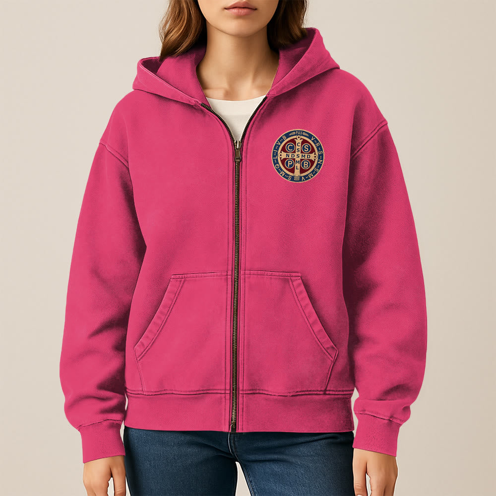 Christianartworkshop St. Benedict Cross Hooded Jacket: Faith Protection for Daily Wear - image 14