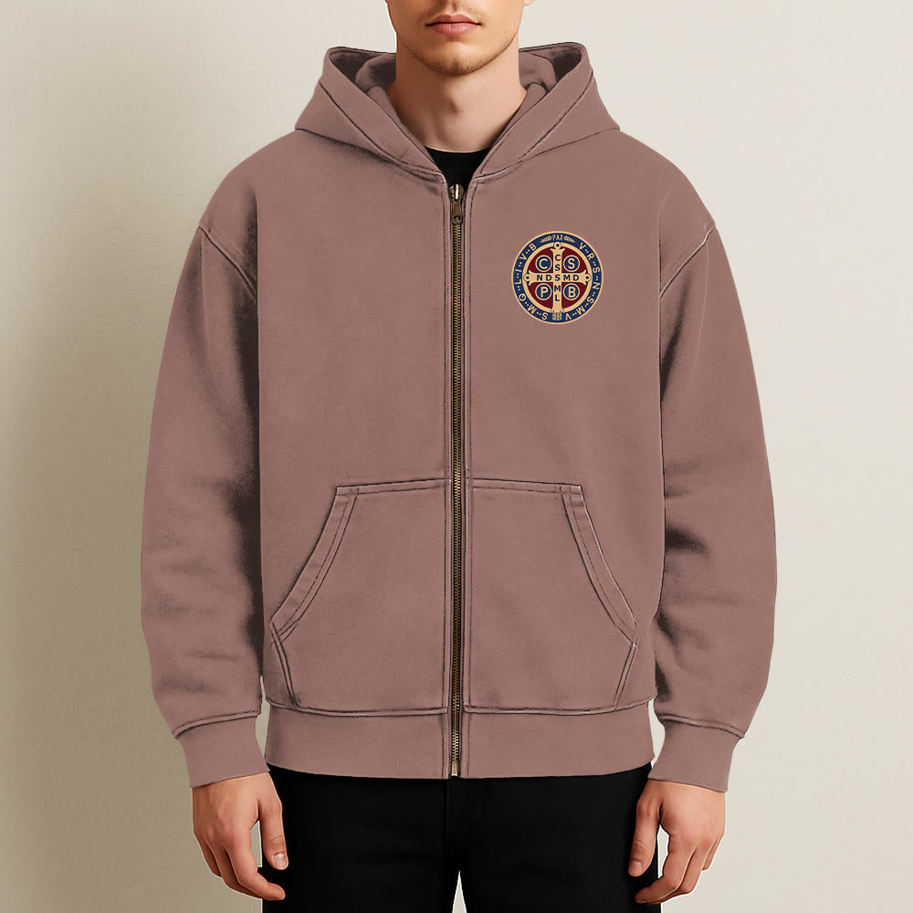 Christianartworkshop St. Benedict Cross Hooded Jacket: Faith Protection for Daily Wear - image 6