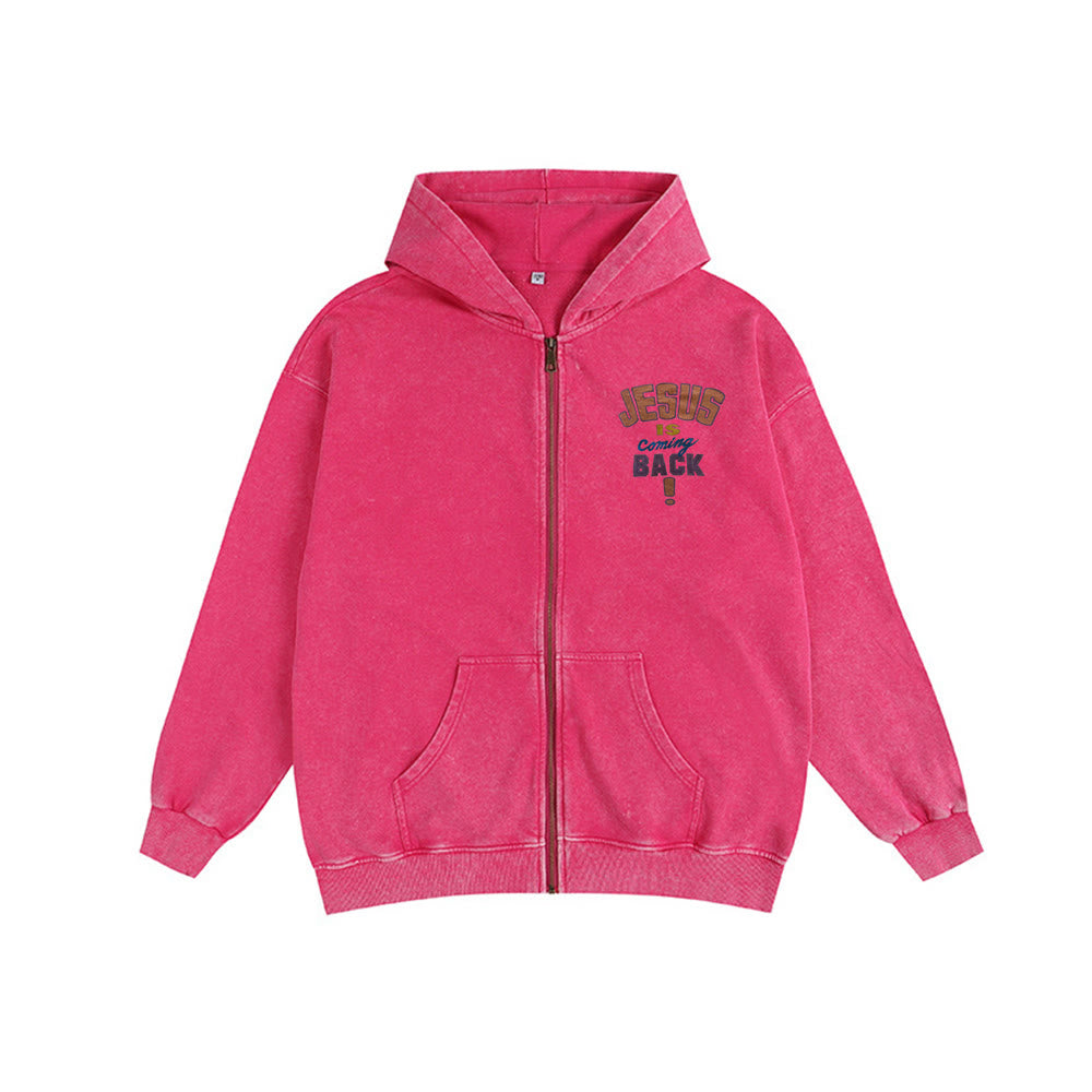 Christianartworkshop Jesus Is Coming Back Hooded Jacket: Faithful Hope for Daily Wear - Rose - 2XL - image 13