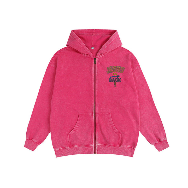 Christianartworkshop Jesus Is Coming Back Hooded Jacket: Faithful Hope for Daily Wear - Rose - 2XL - image 13