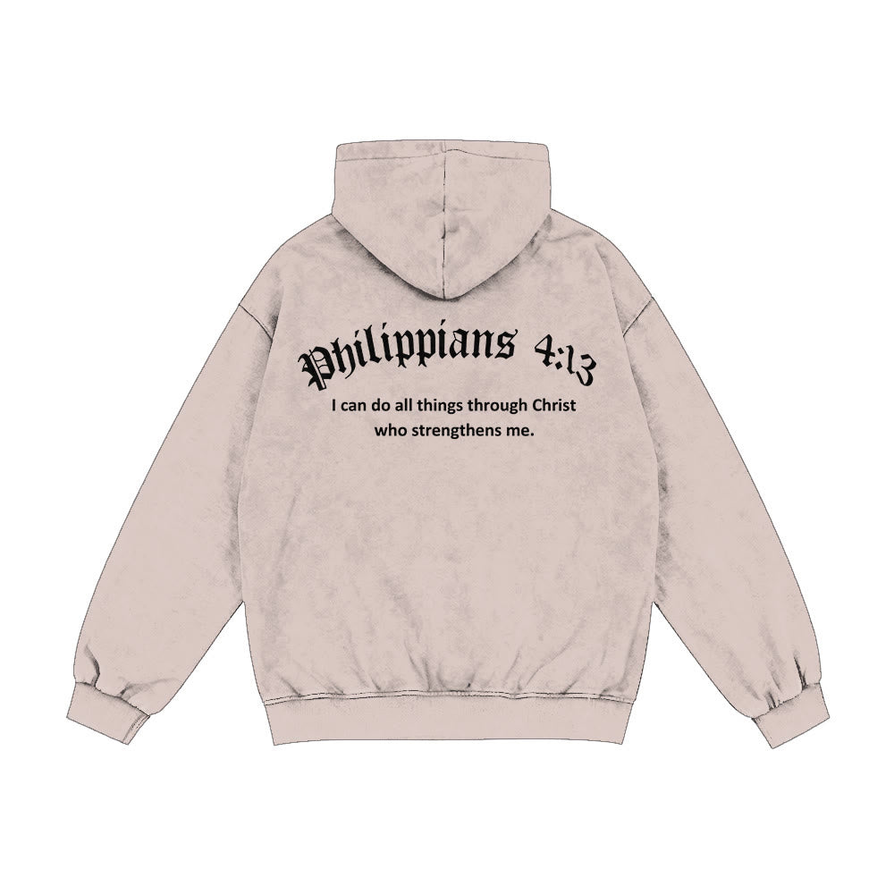 Christianartworkshop Philippians 4:13 Hooded Jacket: Faith Gift with Strength Message - Apricot - 2XL - image 7