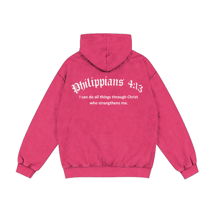 Christianartworkshop Philippians 4:13 Hooded Jacket: Faith Gift with Strength Message - Rose - 2XL - image 19