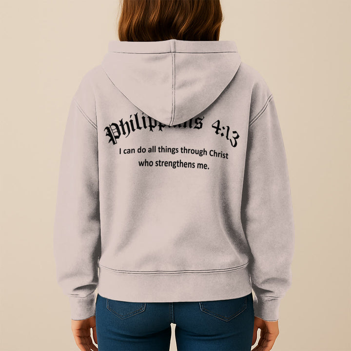 Christianartworkshop Philippians 4:13 Hooded Jacket: Faith Gift with Strength Message - image 10