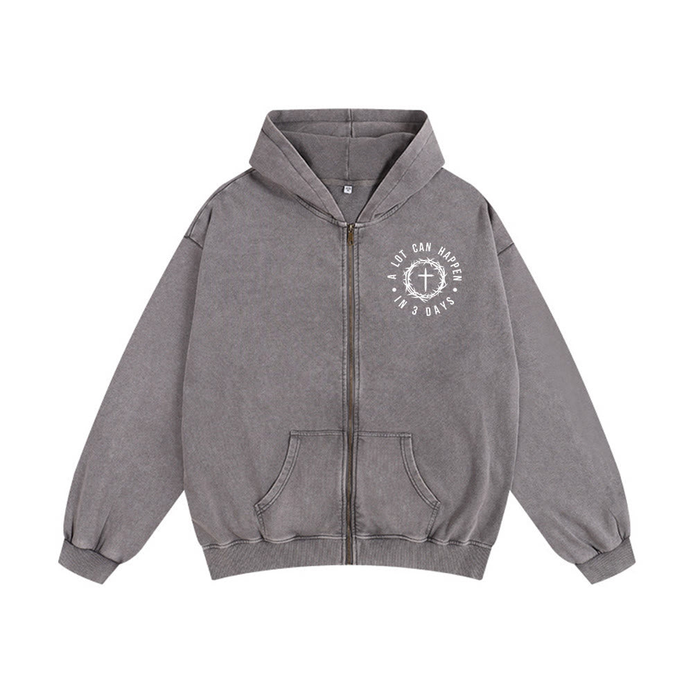 Christianartworkshop 3 Days Miracle Hooded Jacket: Resurrection Faith for Daily Wear - Grey - 2XL - image 7