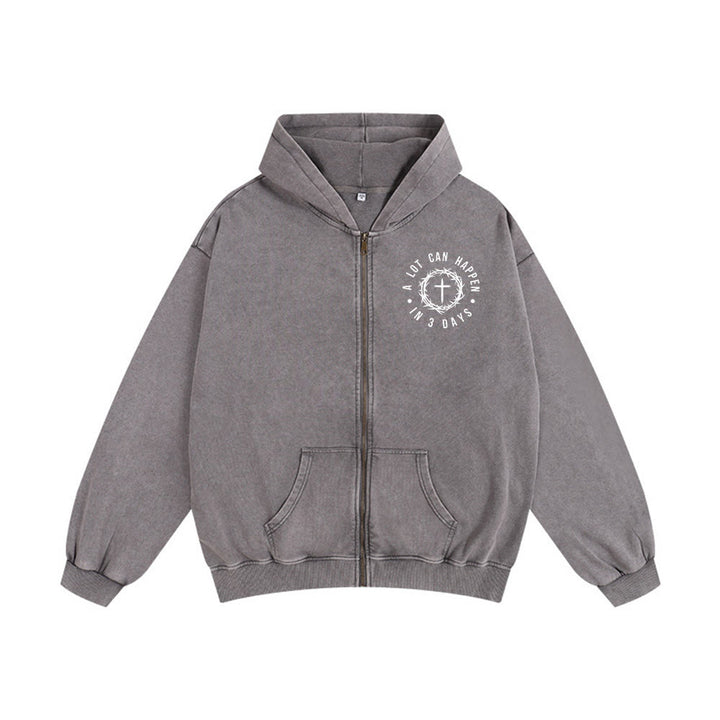 Christianartworkshop 3 Days Miracle Hooded Jacket: Resurrection Faith for Daily Wear - Grey - 2XL - image 7