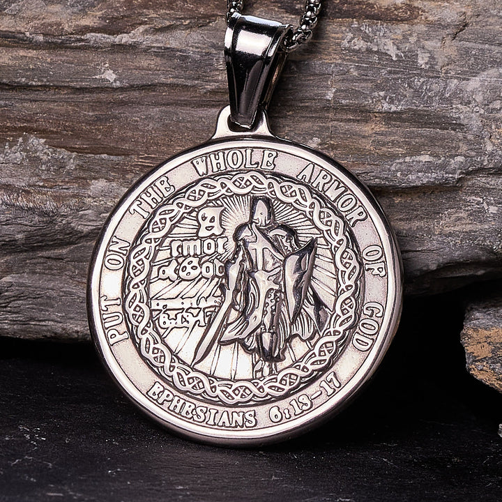 Christianartworkshop Armor of God Pendant Necklace: Spiritual Protection & Timeless Devotion - Silver - image 6