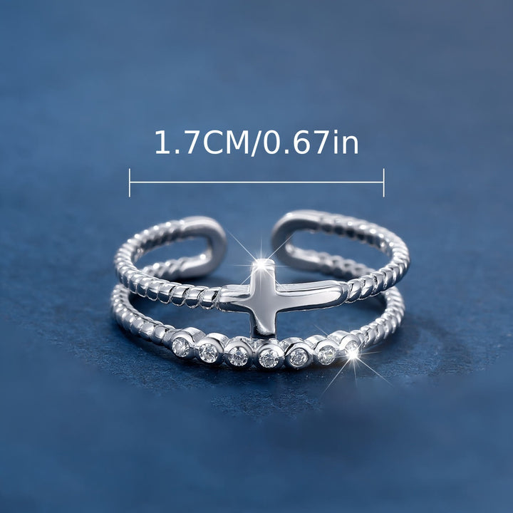 Christianartworkshop Dual-Band Cross Ring: Zircon Sparkle & Faith Devotion for Daily Wear - image 3