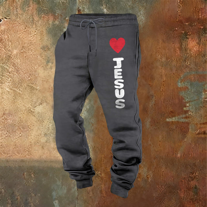 Christianartworkshop Heart for Jesus Sweatpants: Daily Wear with Faithful Affection - Warm Grey - 2XL - image 4