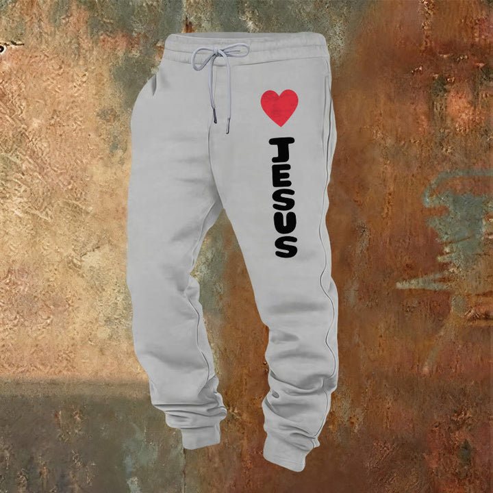 Christianartworkshop Heart for Jesus Sweatpants: Daily Wear with Faithful Affection - Light Grey - 2XL - image 0