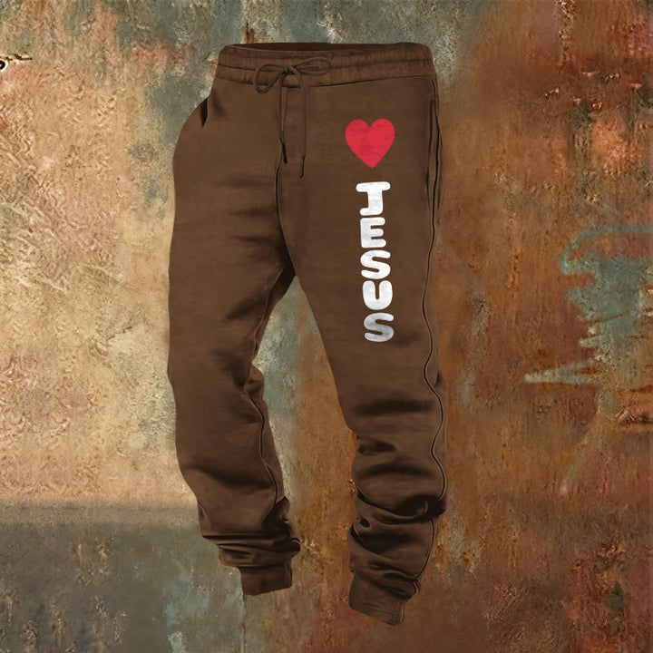 Christianartworkshop Heart for Jesus Sweatpants: Daily Wear with Faithful Affection - Brown - 2XL - image 20