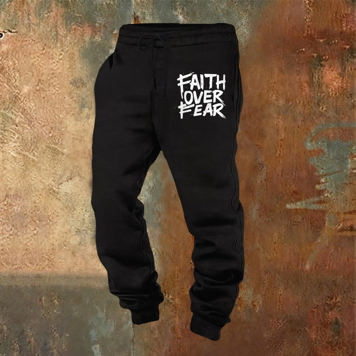 Christianartworkshop Faith Over Fear Sweatpants: Daily Wear with Spiritual Courage - Black - 2XL - image 8
