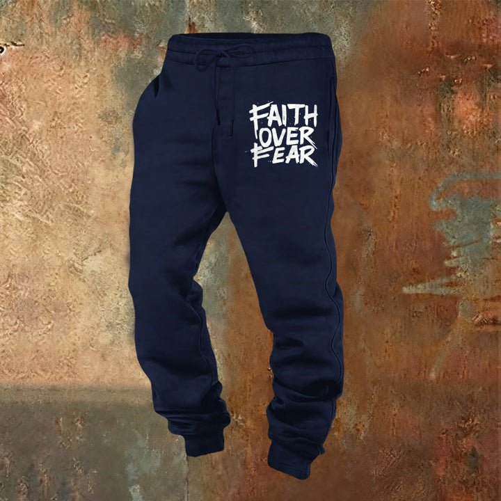 Christianartworkshop Faith Over Fear Sweatpants: Daily Wear with Spiritual Courage - Navy Blue - 2XL - image 12