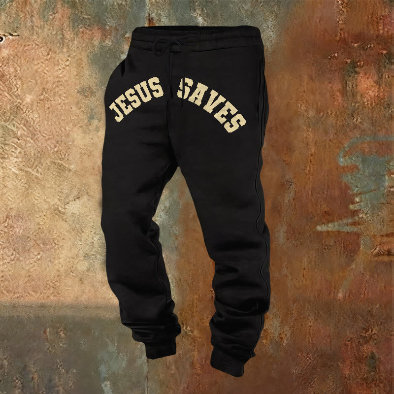Christianartworkshop Jesus Saves Sweatpants: Daily Reminder of Divine Redemption - Black - 2XL - image 4