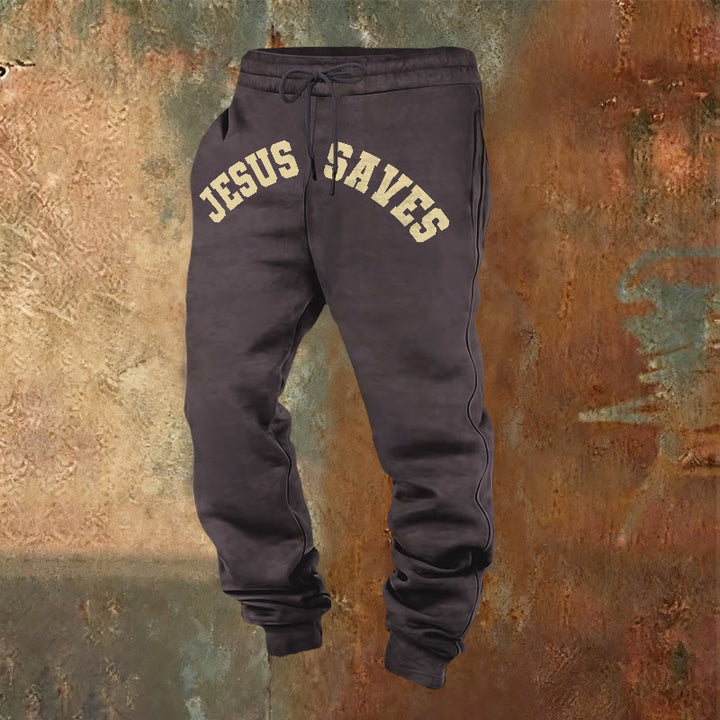 Christianartworkshop Jesus Saves Sweatpants: Daily Reminder of Divine Redemption - Dark Grey - 2XL - image 12