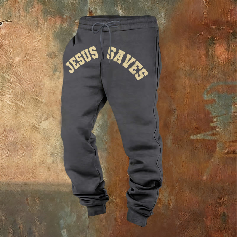 Christianartworkshop Jesus Saves Sweatpants: Daily Reminder of Divine Redemption - Warm Grey - 2XL - image 8