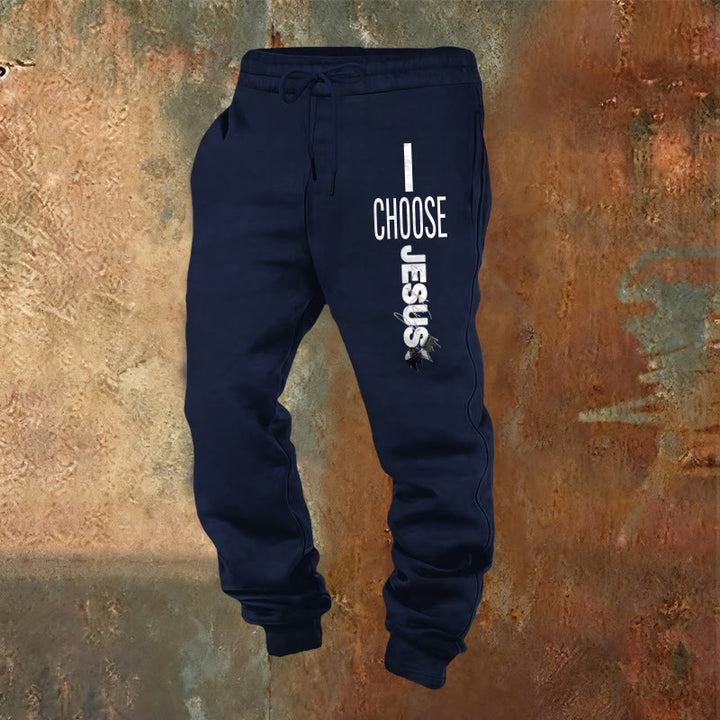 Christianartworkshop I Choose Jesus Sweatpants: Daily Wear with Faithful Commitment - Navy Blue - 2XL - image 0